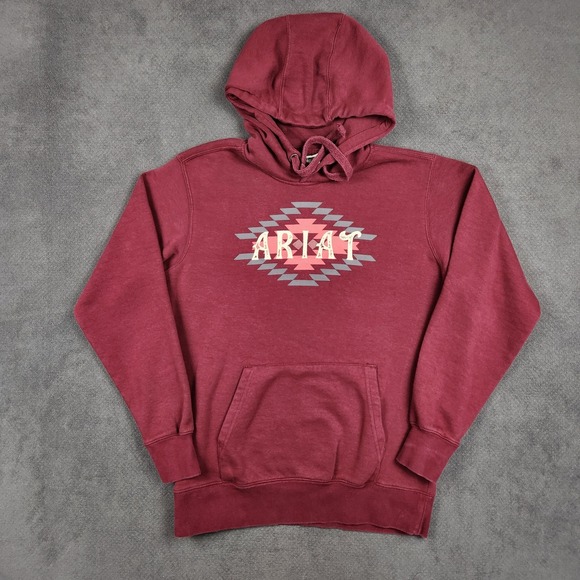 Ariat Tops - Ariat Diamond Hoodie Womens Medium Burgundy Aztec Graphic Pullover Sweatshirt